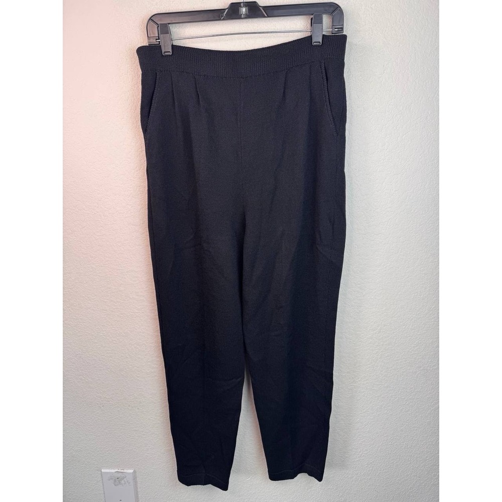 St. John Separates Knit Pants Womens 10 Black Santana Pull On Luxury Made In USA